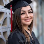 Senior portrait of girl in graduation cap.