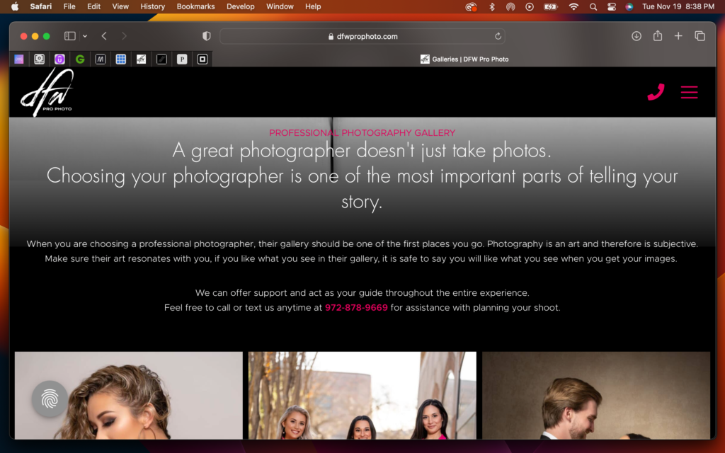 Screen shoot of a website