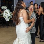 Old lady got the wedding bouquet