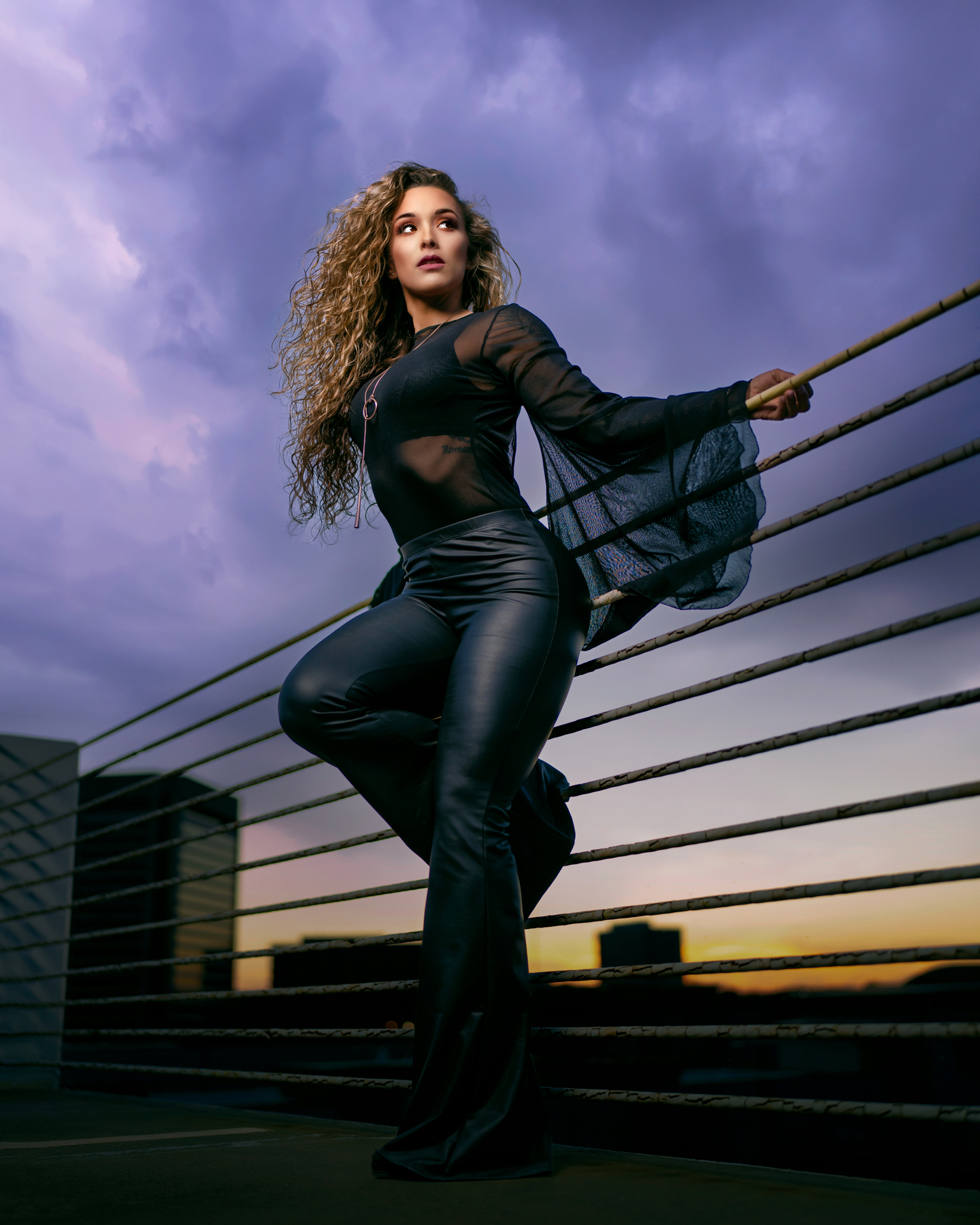 Artistic portrait of a girl posing for photographer