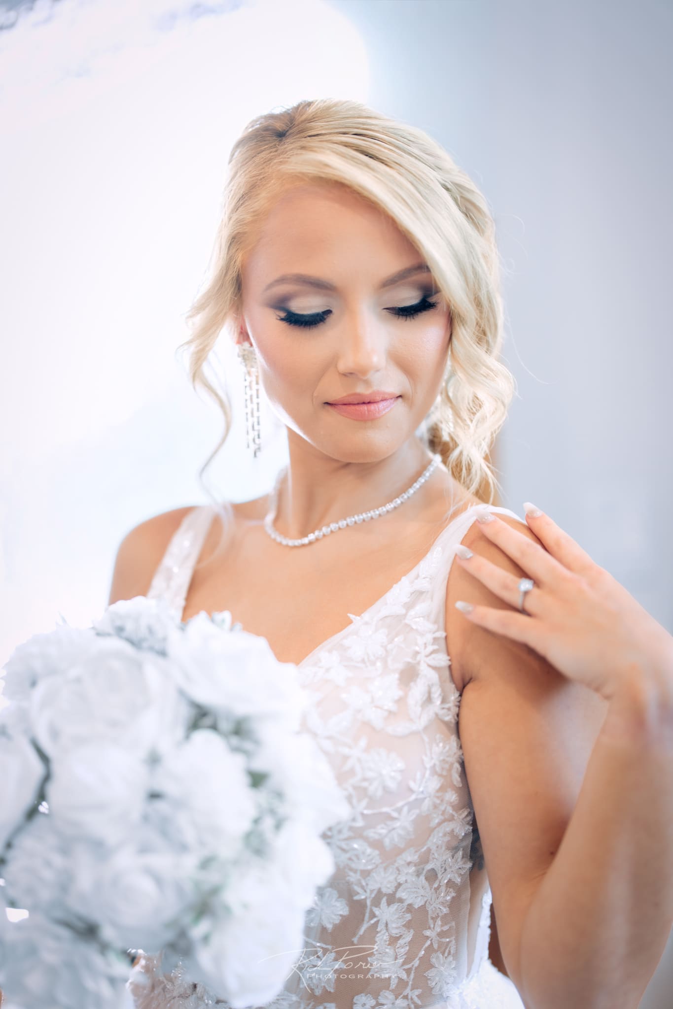 Bride getting ready for ceremony.